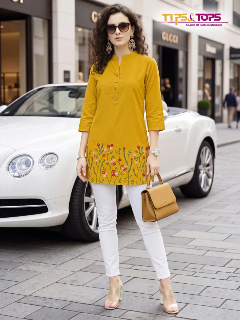 Polo 201 To 206 By Tips And Tops Rayon Embroidery Ladies Top